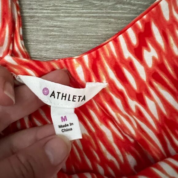 Athleta Fit and Flare Scoop Neck Dress Orange size Medium - Picture 3 of 7